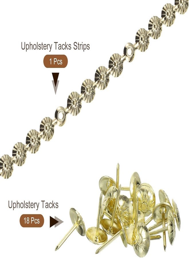 QZIBEVA 1 Pcs Upholstery Tacks Strips,1 Meter Flower Decorative Nail Trims for Sofa Headboard Chair Furniture with Nails 11 mm Gold NST-1124-008 - Image 3